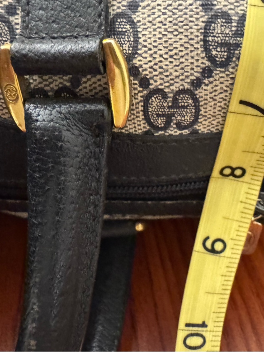 Gucci Beige GG Canvas Satchel with Navy Trim and Red-Blue Web - Picture 9 of 16